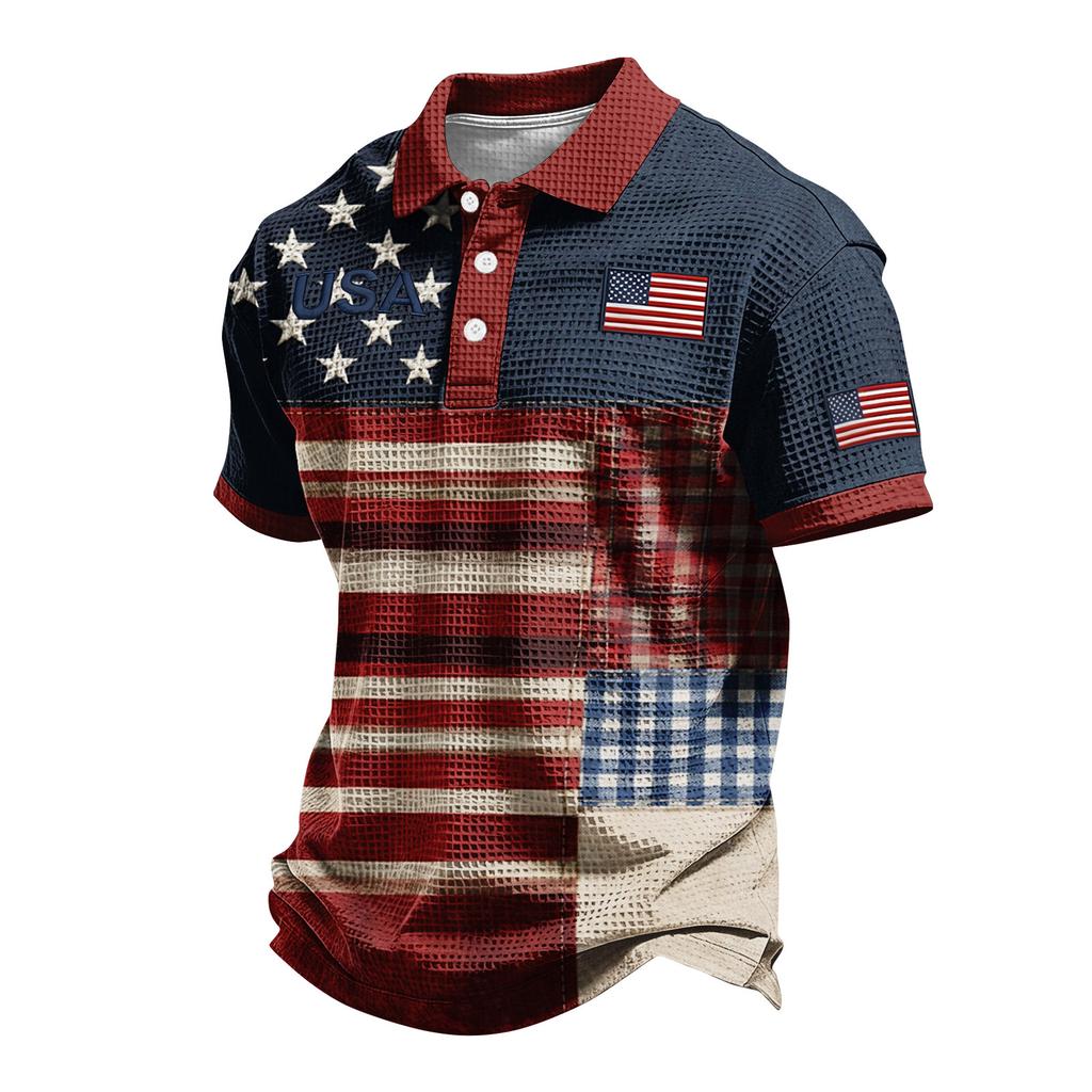 Men's Single Breasted Button Down Short Sleeved Casual And Comfortable Top