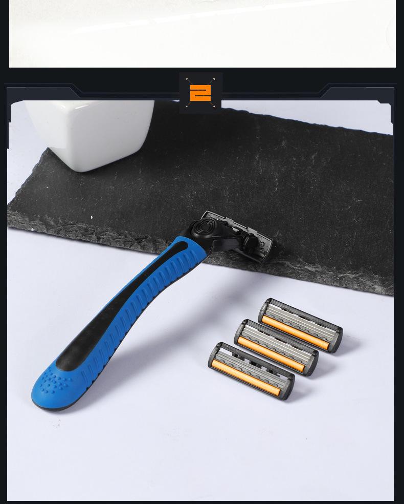 Stainless Steel Triple Blade Manual Shaving Razor for Men - 21 Blades