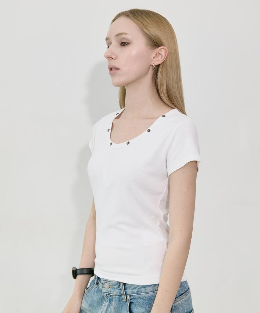Lekim Lwe Studded T-Shirt (White)