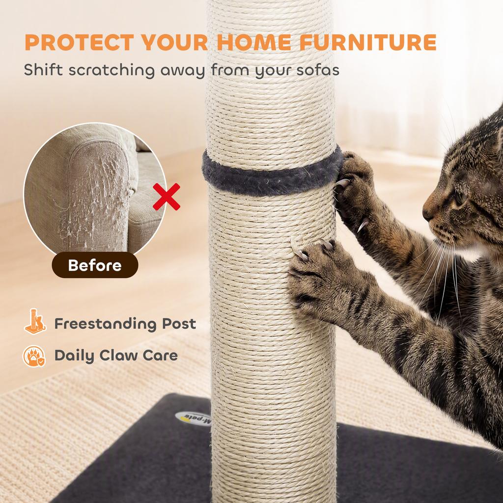 Cat Scratching Post, 80cm Tall Lightweight Claw Scratcher, Dark Grey