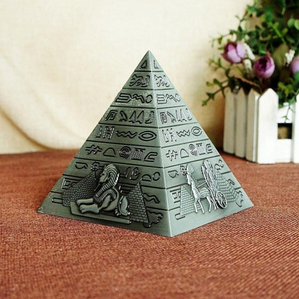Alloy Egyptian Pyramids Figurine Savings Can Durable Multi-purpose Pyramid Statue Piggy Money Bank Electroplate Retro
