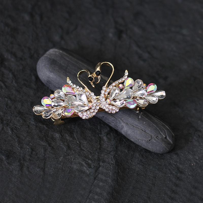 Half-Tie Hairpin, Ponytail Clip, Hair Accessories, Top Clip, Spring Clip, Rhinestone Crystal Glass, Swan Hairpin Temperament, Adult Headgear.