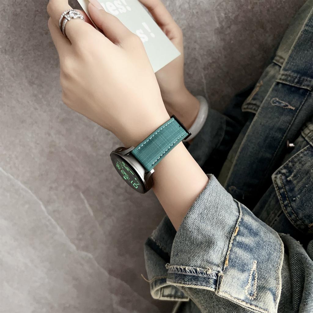 For Huawei Watch GT 5 41mm Watch Band 18mm Braided Checkered Pattern Ring Buckle Leather Wrist Strap