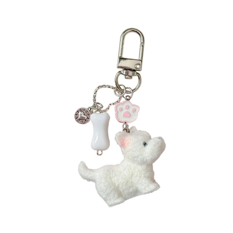

Flocking Puppy Keychain/Lanyard Dog Stylish Resin Keyring With Elegant Cat Paw Design For Women Handmade Gift