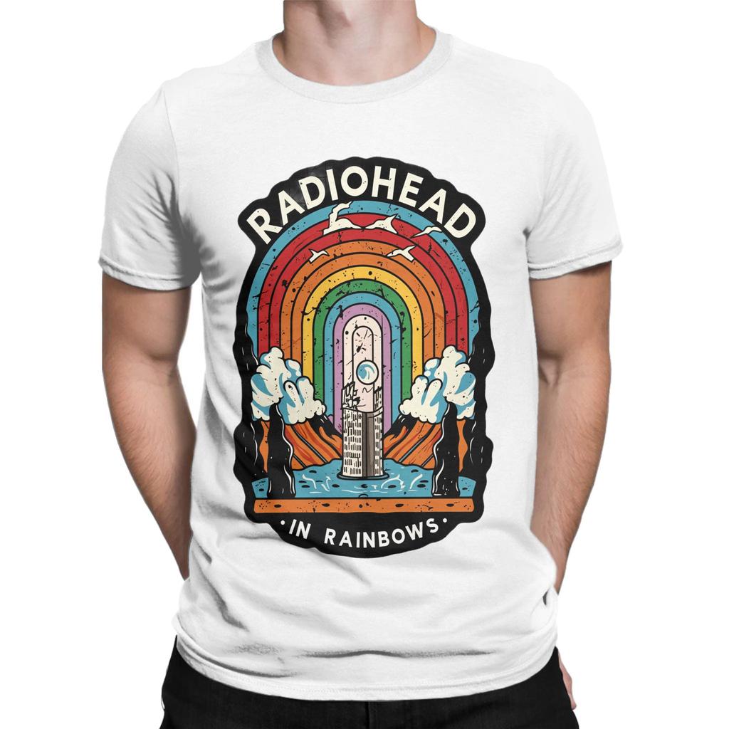 Magliette da uomo Radiohead in Rainbows Magliette Cool a Manica Corta Girocollo Puro Cotone Nuovi Arrivi Top