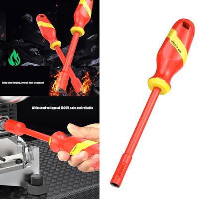 High Voltage Insulated Deep Socket Screwdriver Insulated Hand Tool For Electrical Work With Hex Shank And Anti Slip Grip