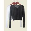Texture Ice Silk Thin Type Sunscreen Long Sleeves Knitwear Summer Transparent V Neck Air Conditioner Cardigan Female