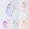 Solid Color Baby Cotton Mesh Romper With Short Sleeves For Spring Summer Infants