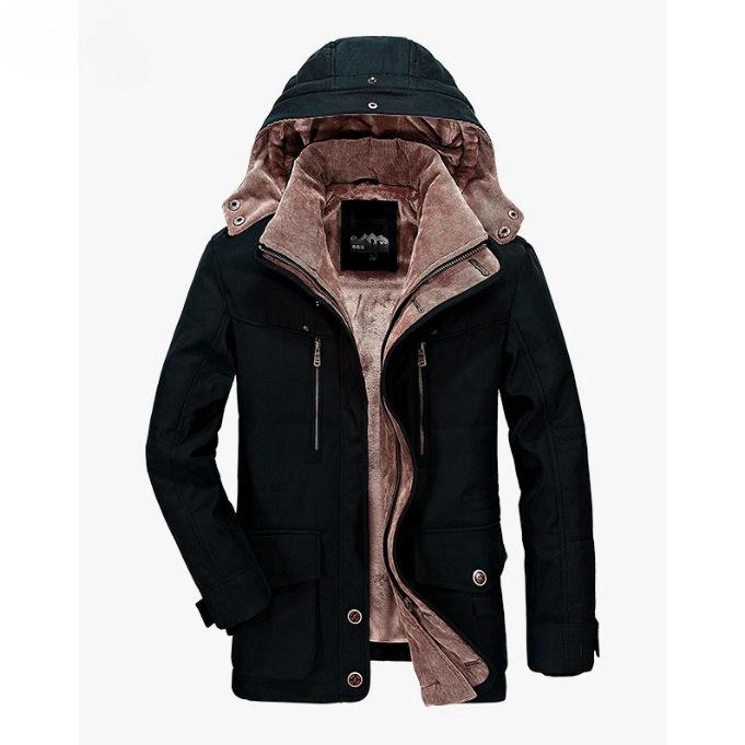Winter herren mittellange baumwollgefütterte mantel, samt verdickung, mittleren alters und ältere baumwollgefütterte mantel, große größe multi-tasche alten baumwollgefütterte