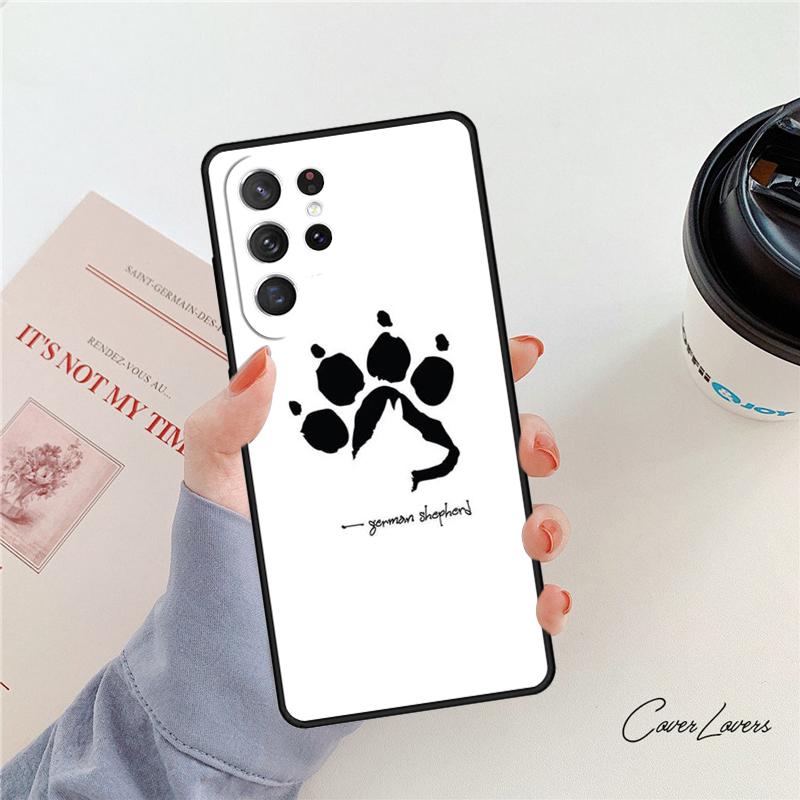 Cartoon German Shepherd Dog Phone Case For Samsung Galaxy S24 S25 S23 S22 Ultra Note 10 20 Plus S20 S21 FE Cover