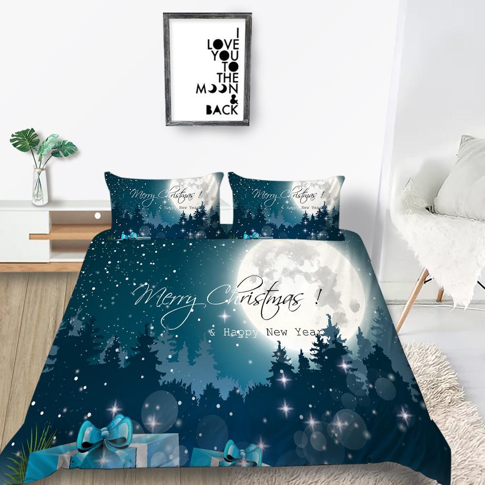 Christmas Gift Quilt Cover Pillowcase Two Or Three Piece Set 3D Digital Printing Polyester
