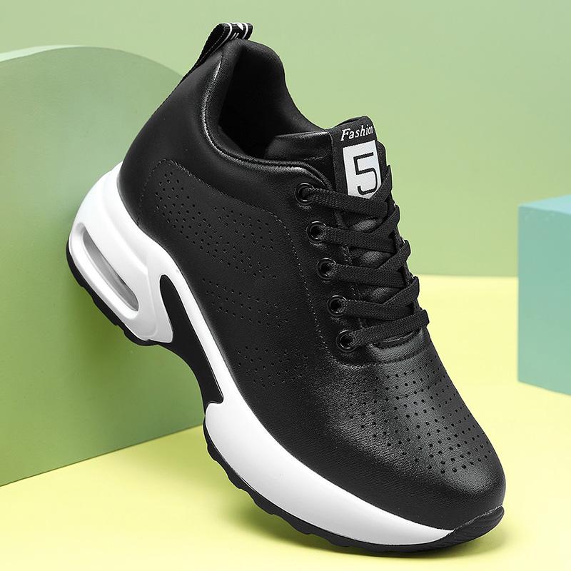Fashion Wedge Heel Platform Shoes Chunky Sneakers Hollow Breathable Women Summer Sneakers Pumps Shoes Microfiber Leather Shoes