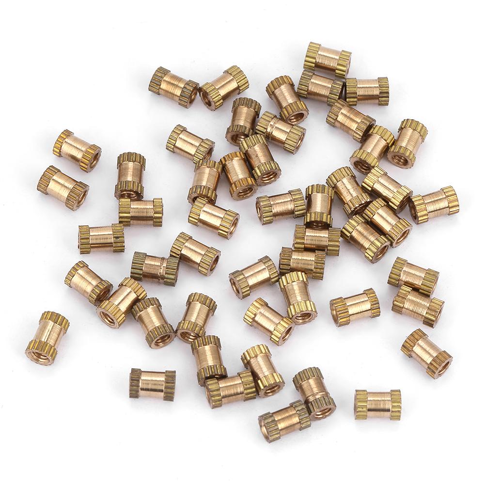 M2.5 Brass Cylinder Knurled Round Molded In Insert Embedded Nuts (M2.5*6*3.5; 50pcs)