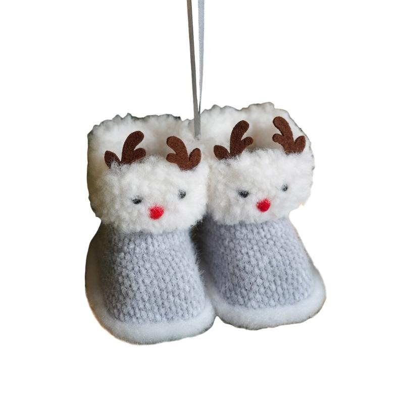 Holiday Soft Fabric Boot Ornament, Double Mini Boot Decoration with Hanging Loop for Christmas Tree, Gift Bag, and Entryway Styling