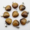 16MM Heart-Shaped Natural Stone Pendant: Amethyst Rose Quartz Green Aventurine Tiger Eye