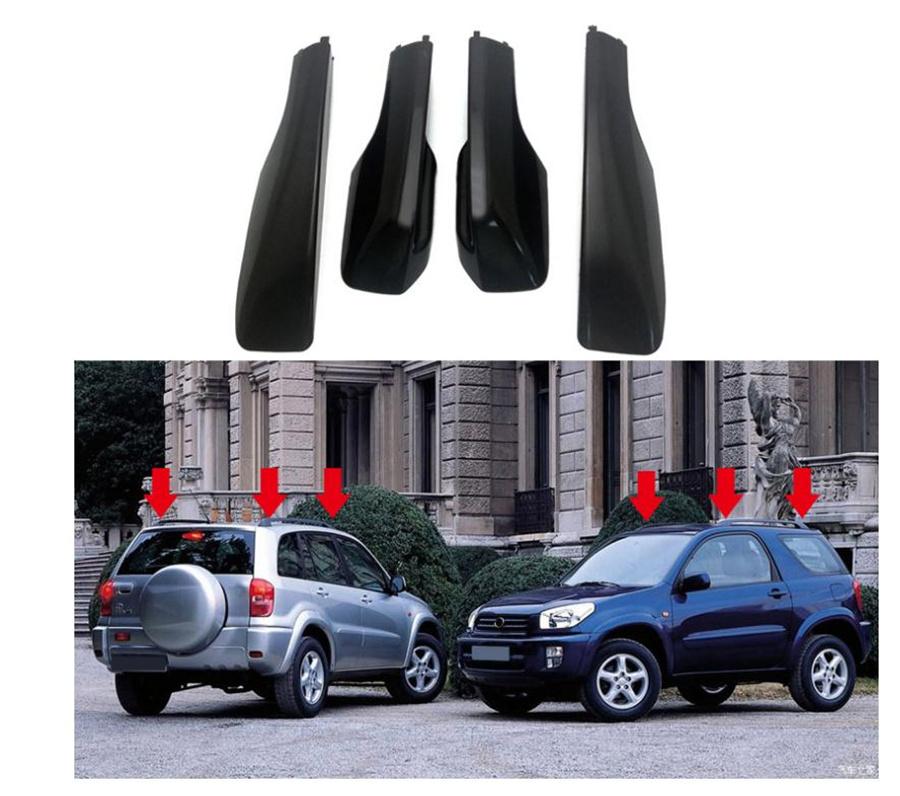 Dla 2001-2005 Toyota RAV4 4 szt. Pokrywa bagażnika dachowego boczna szyna zaślepka czarny ABS