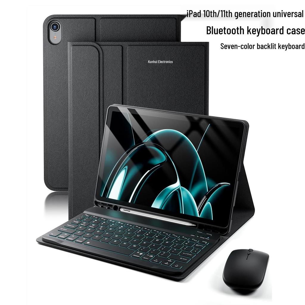 10th Gen iPad 11 10.9" RGB Bluetooth Keyboard & Silent Mouse Case