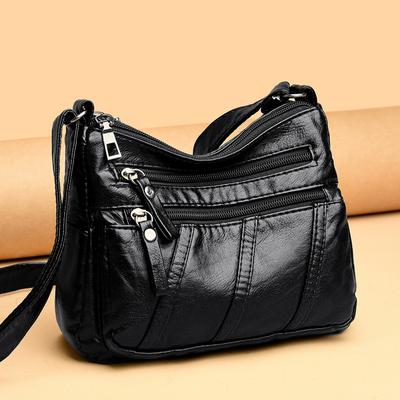 Borsa da donna in pelle morbida Borsa a spalla per mezza età Borsa a tracolla multi-zip