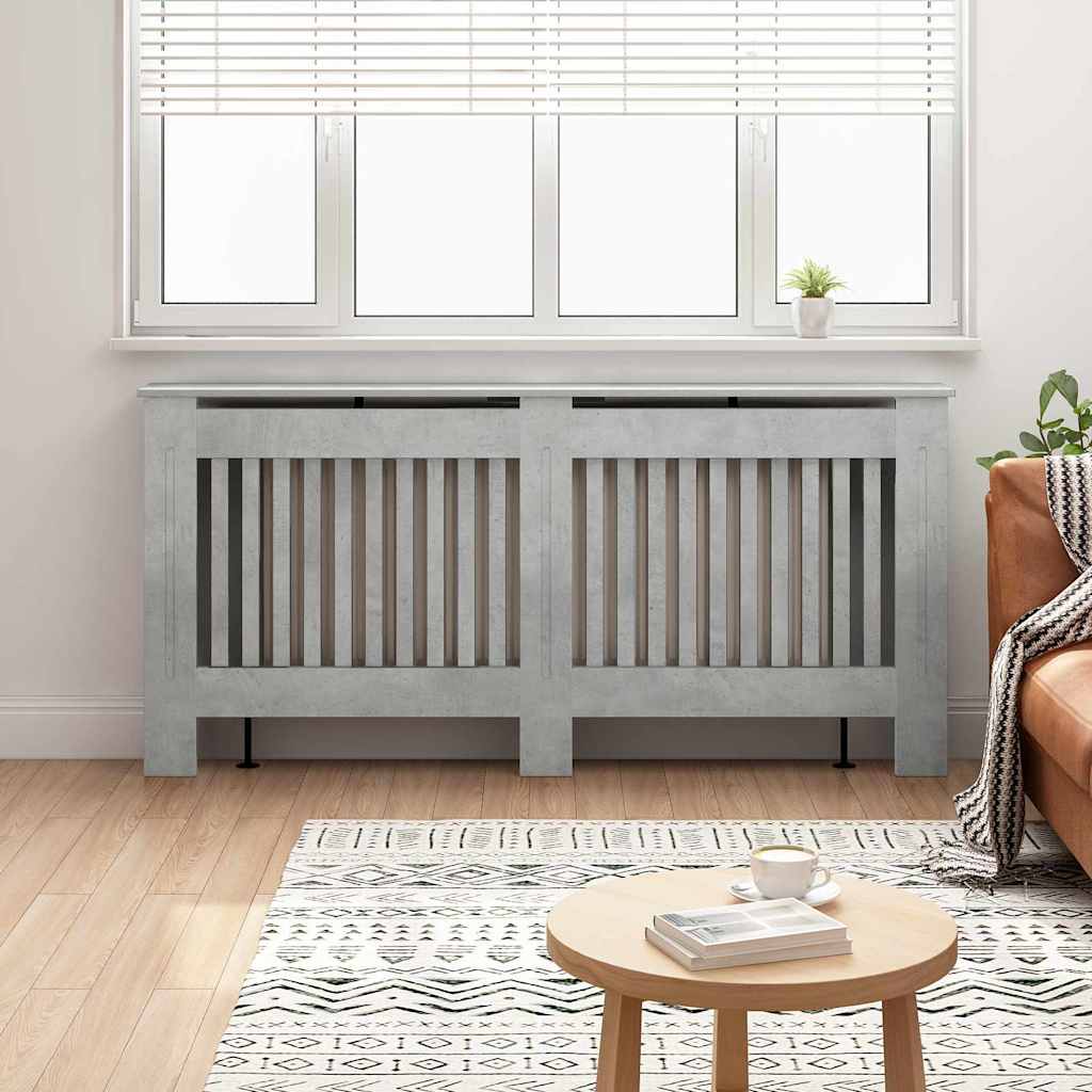 Radiator Cover Concrete Grey 172 x 19 x 81.5 cm Wood Based Material