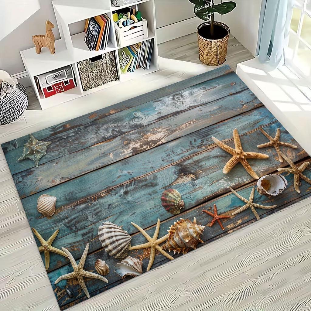 Dream Starfish Shell Tropical Beach Sea Star Art Rug for Bedroom Living Room Sofa Home Doormat Decor,Large Non-slip Floor Mat