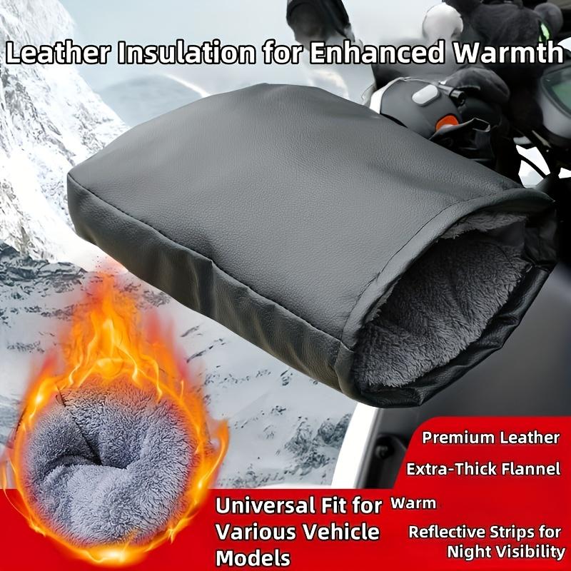 Motorcycle Handlebars Heavy-Duty PU Leather Thick Warm Grip with Buckle Strap Closure