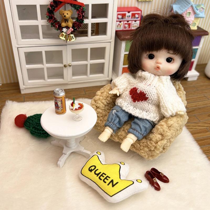 1:12 Dollhouse Miniature Sofa Chair Soft Single Sofa Double Sofa With Pillow Trendy Toys Doll Home Furniture Decor Toy