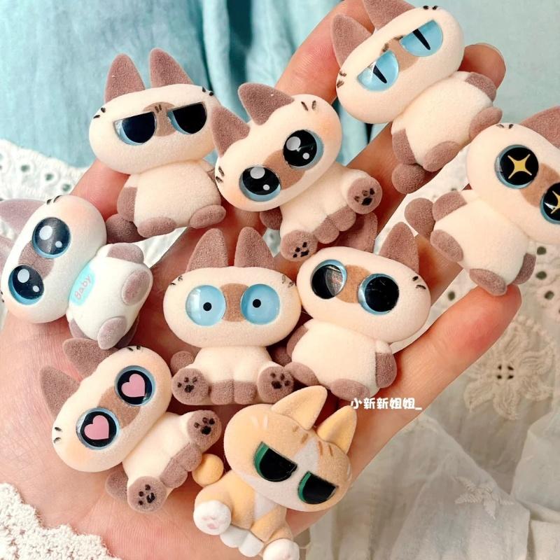 Original Azukisan Moe Azukisan Série Chat Siamois Pâte de Haricots Mini Figurines Anime Flocage Petite Poupée Ver1 Modèle de Collection Cadeaux