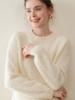 Women's Thickened Cashmere Sweater - Round Neck, Drop Shoulder, Loose Cable Knit Pullover