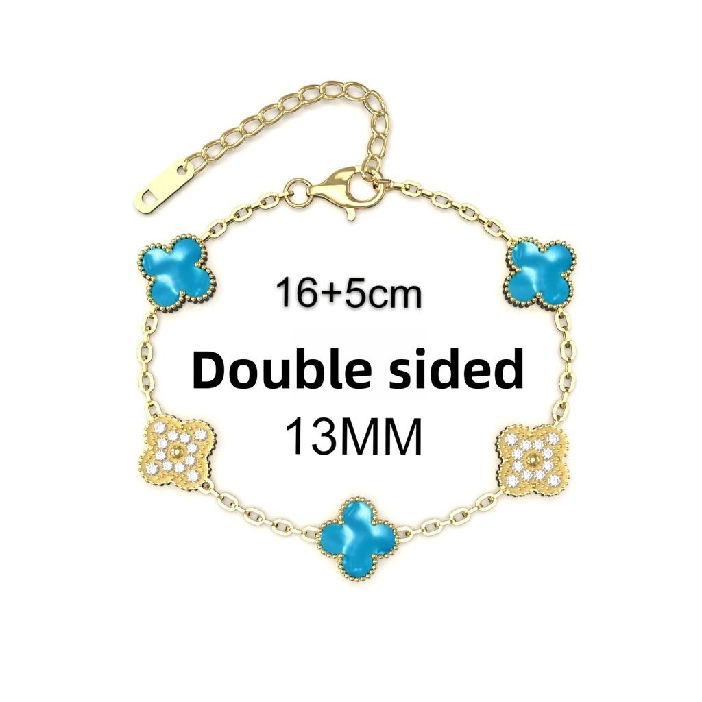 13mm Mote Høykvalitets Firkløver Armbånd 18K Fem Blomster Damearmbånd