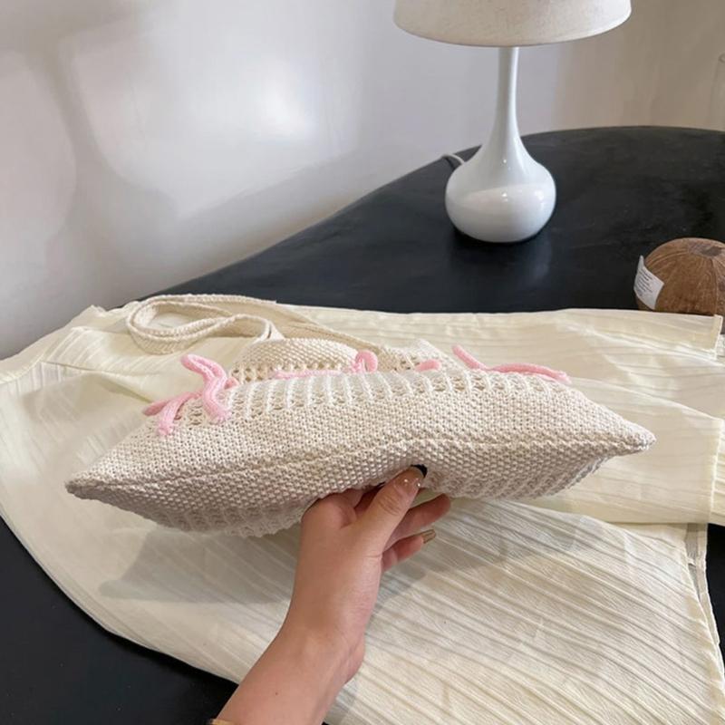 Crochet Toted Bag,Mesh Beach Bag Knit Summer Hoboes Bag Vacation Bohemian Toted Bag for Women Casual Shoulder Handbags