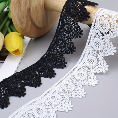 3 yardy/balenie Biela Čierna Čipkovaná stuha Čipkovaná lemovka Čipkovaná lemovka Dekorácia, Vhodné pre remeslá, Šaty, Balenie darčekov, Svadba, Domáca dekorácia