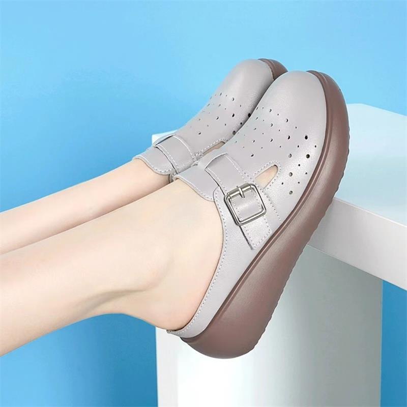 Baotou half slippers women's summer wear 2024 new popular Internet celebrity thick bottom women's niche high-end sandals