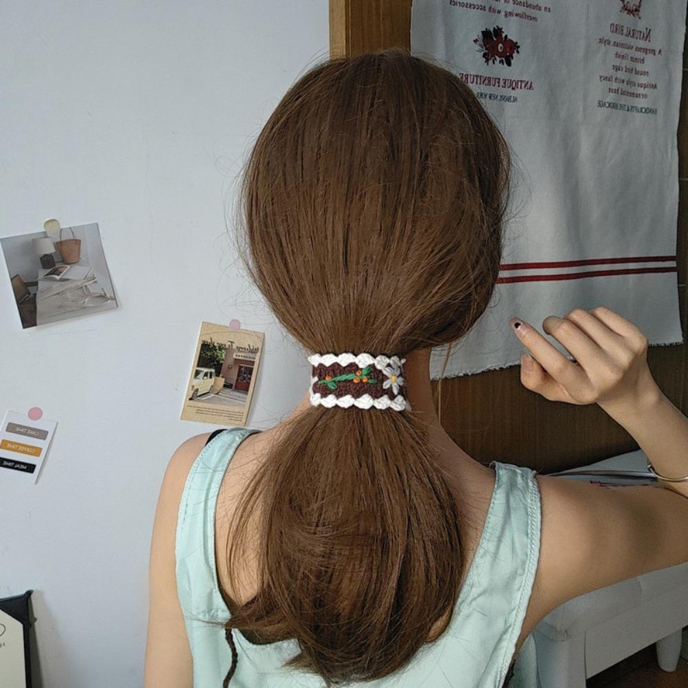 Woolen Yarn Crochet Hair Band Embroidered Pastoral Style Hair Band  Hair Styling Accessory