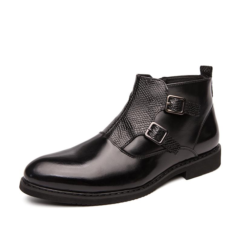 Autumn Winter Elegant Chelsea Boots Genuine Leather Men Couple Shoes Customized Slip-On Dress Formal Boots Model Fashion Show