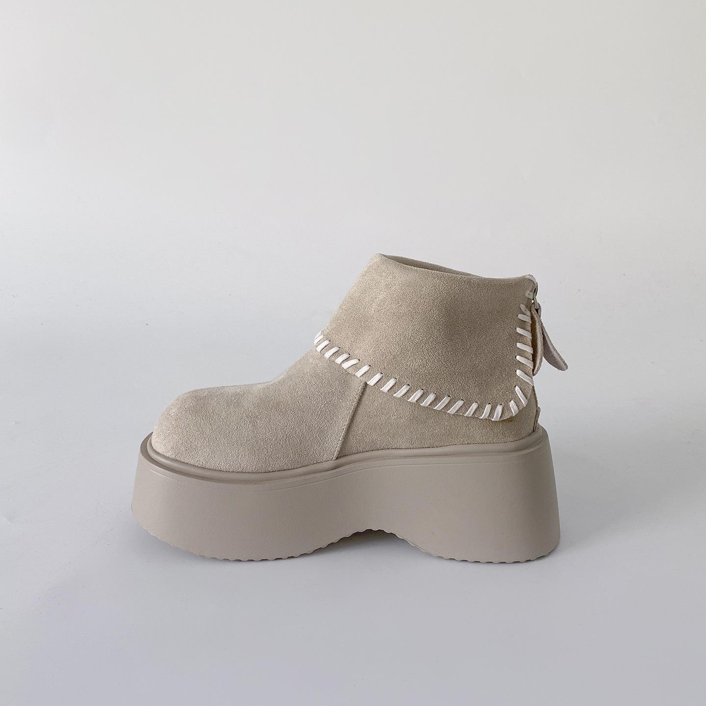 

Queen Fan Brown Retro Thick-soled Martin Boots Women s 2025 New Autumn Small Man Height and Skinny Short Boots 40 бежевый