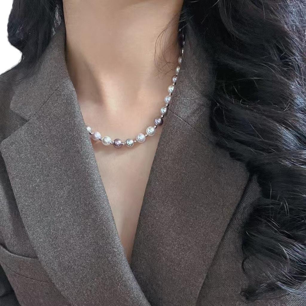 Vintage High-Gloss High-Quality Artificial Imitation Pearl Collarbone Chain Necklace Niche Design Sense