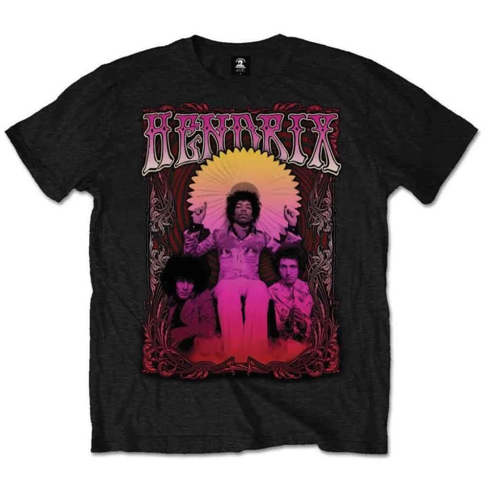 Officially licensed Jimi Hendrix Ferris Wheel Mens Black 100% Cotton T-shirt Mens Tees Top Hendrix Tee S