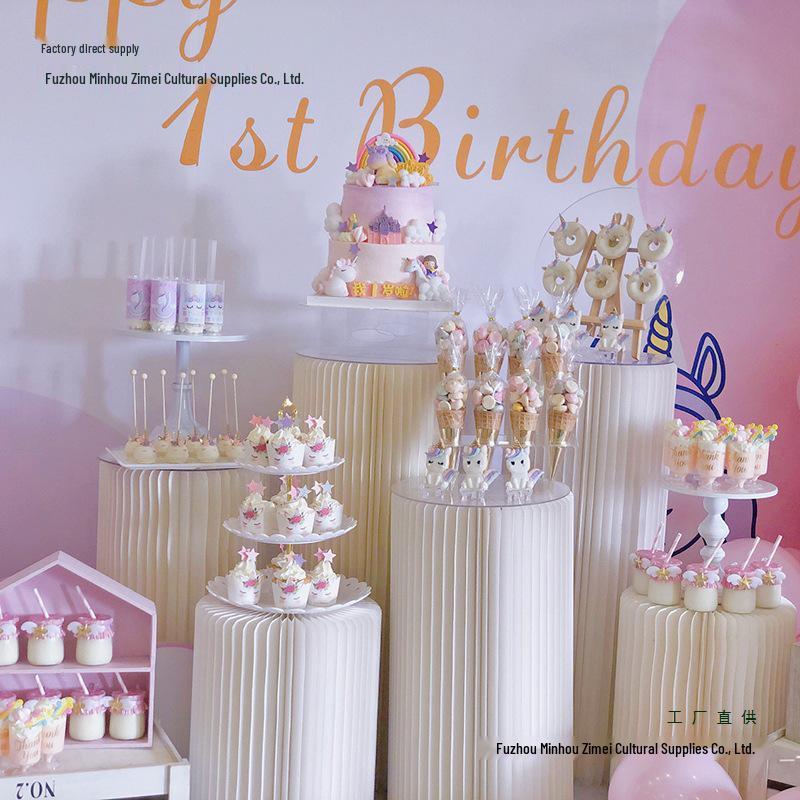 Supporto per Torta Tavolo da Dessert Pieghevole in Carta - Decorazione per Matrimoni e Feste