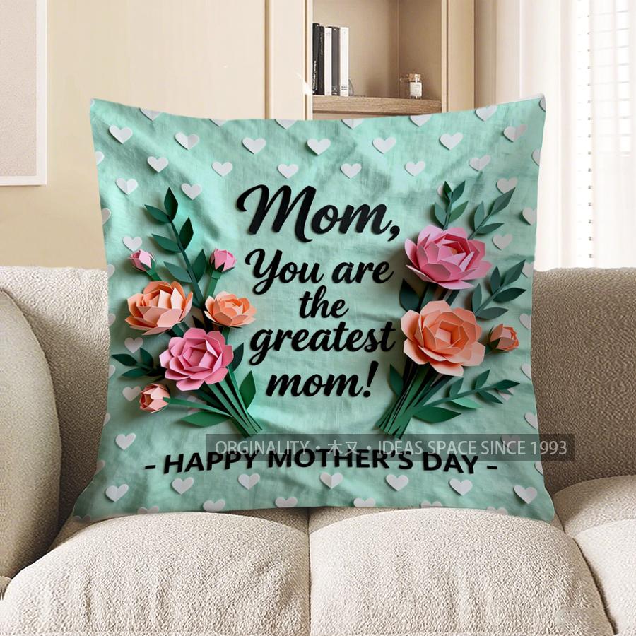 

Home Decor Mom, Greatest Mom Roses Happy Mother S Day Pattern Cushion Cover Suitable For Sofa Bedroom Car Pillow Cover 40x40cm