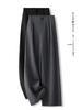 Spring & Autumn 2025 Women's Gray Wide-Leg High-Waisted Drapey Floor-Length Pants