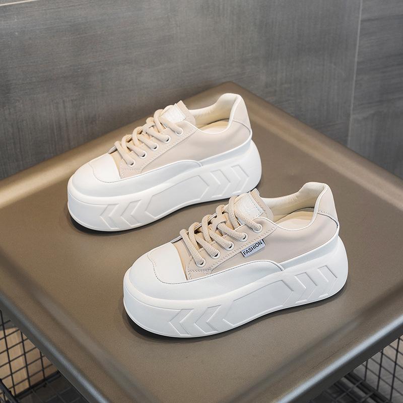 Autumn and winter new inner height increase white shoes versatile women's shoes small muffin thick-soled leather single shoes soft-soled velvet
