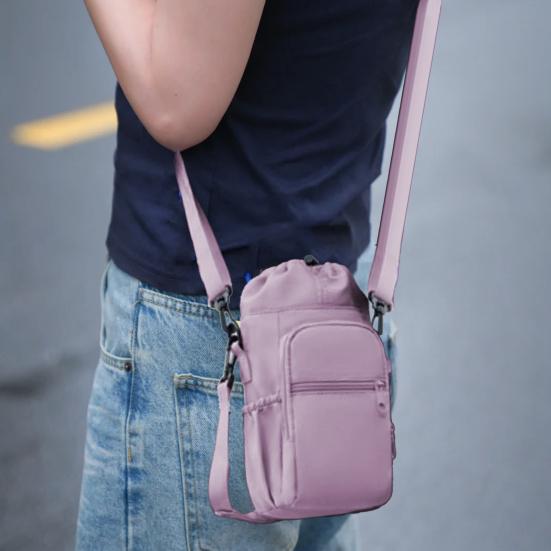 Bolsa de Ombro para Garrafa Térmica Alça Ajustável Bolsa com Cordão para Garrafa para Caminhada Academia Viagem Múltiplos Bolsos Bolsa para Garrafa para Celular Chaves