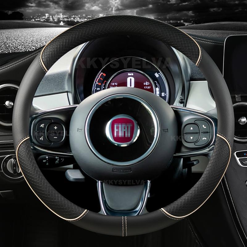 Car Steering Wheel Cover Microfiber Leather For Fiat 500 2007- 500e   500L 2014-2018 500X 2015- Auto Accessories