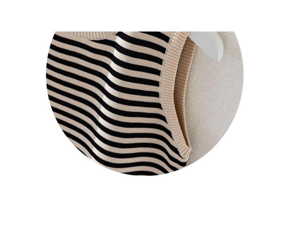 Women's Ice Silk Striped Knitted Strappy Tank Top