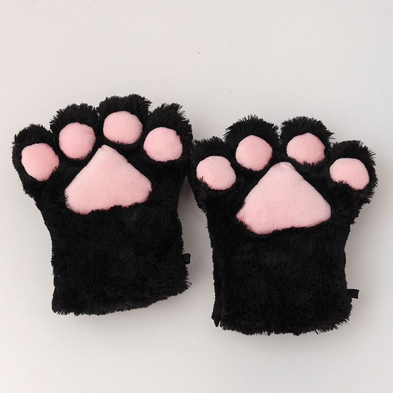 

Stuffed Cat s Paw Gloves Cute Performance Bear Claw Gloves Cat Gloves Soft and Adorable Photo Props Cosplay Black(Single) All yards