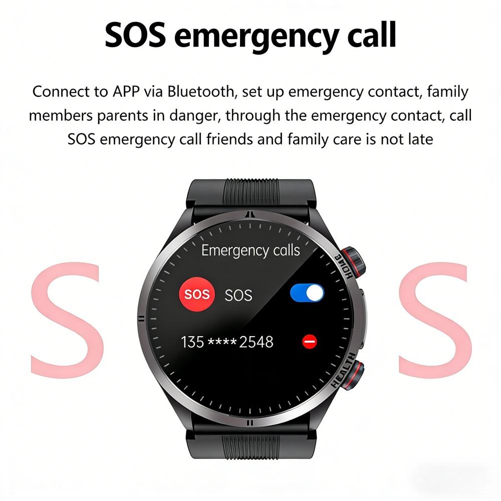 SACOSDING Nové chytré hodinky pro muže, ženy, typ vzduchové pumpy a airbagu, test krevního tlaku, 1,43palcový AMOLED displej EKG, volání přes Bluetooth