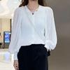 Autumn and Winter Temperament Fashion Suit for Women Petite Design Puff Sleeve Chiffon Shirt Casual High Waist Wide Leg Pants Two Piece Set