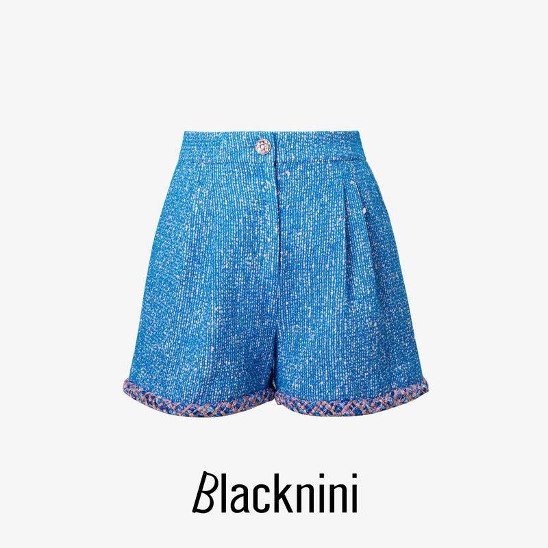 

Blacknini Yin Waffle/Li Li Set British Import Royal Fabric Hand-Woven Tweed Outwear/Shorts Blue shorts XS