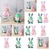 Chaoya Easter Fabric Faceless Bunny Couple Dolls Knitted Hat Decoration Figurines