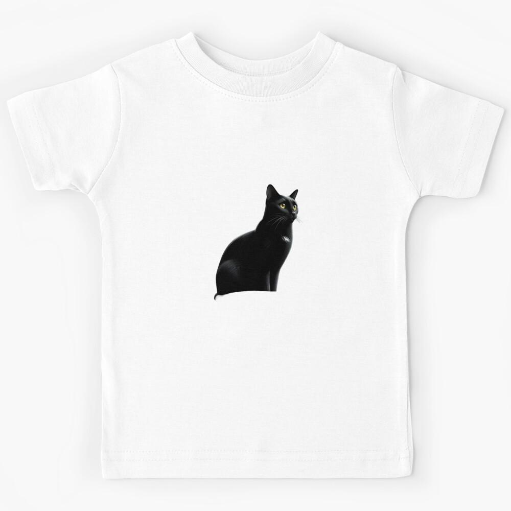 Mysterious Black Cat with Golden Eyes Kids T-Shirt 120